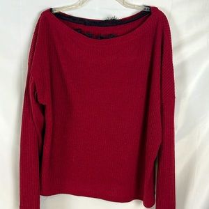 Shein Long Sleeve Round-Neck Laced Red Colored Top Women's XL